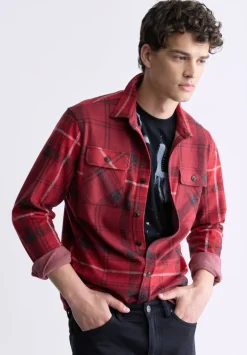 Samme Men's Plaid Blanket Shirt, Cranberry - BM24461