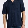 Sandro Men's Lightweight Short-Sleeve Bandana Print Camp Shirt, Whale - BM24554