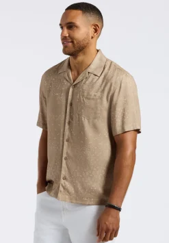 Sandro Men's Lightweight Short-Sleeve Bandana Print Camp Shirt, Tuffet Beige - BM24554