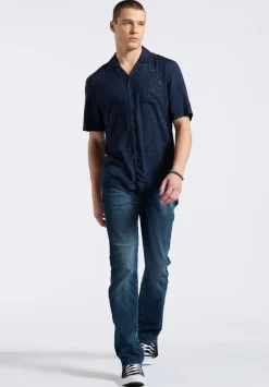 Sandro Men's Lightweight Short-Sleeve Bandana Print Camp Shirt, Whale - BM24554