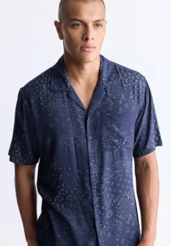 Santi Men's Paisley Print Short-Sleeve Shirt, Midnight Blue - BM24521