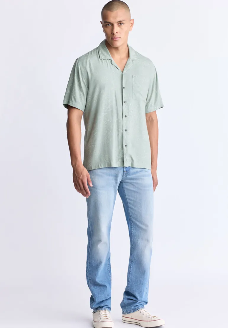 Santi Men's Paisley Print Short-Sleeve Shirt, Iceberg Green - BM24521