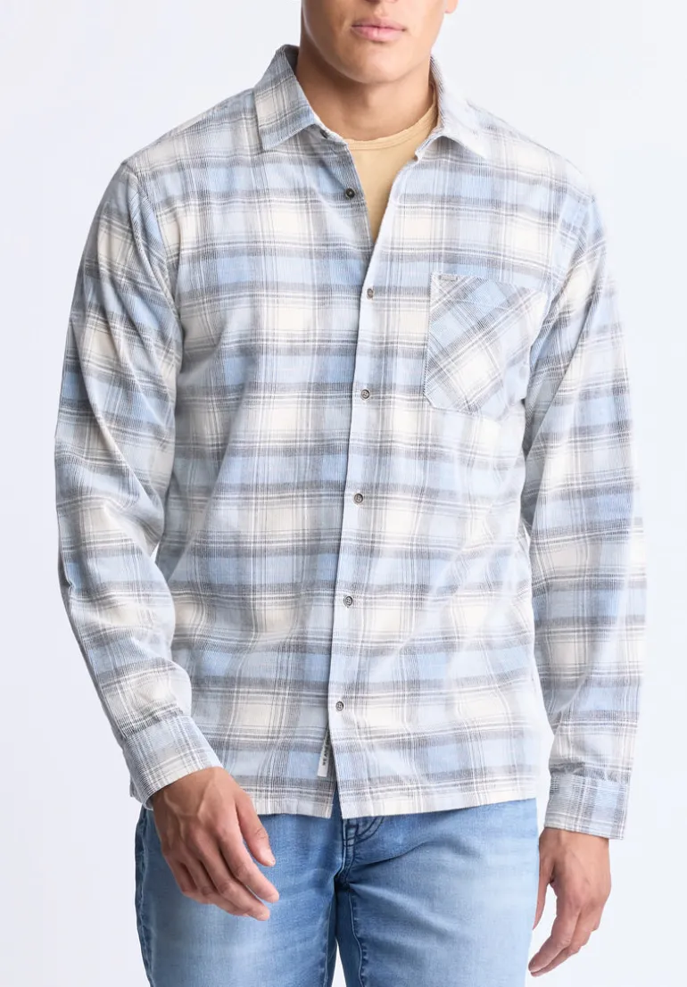 Satro Men's Plaid Shirt, Blue - BM24498