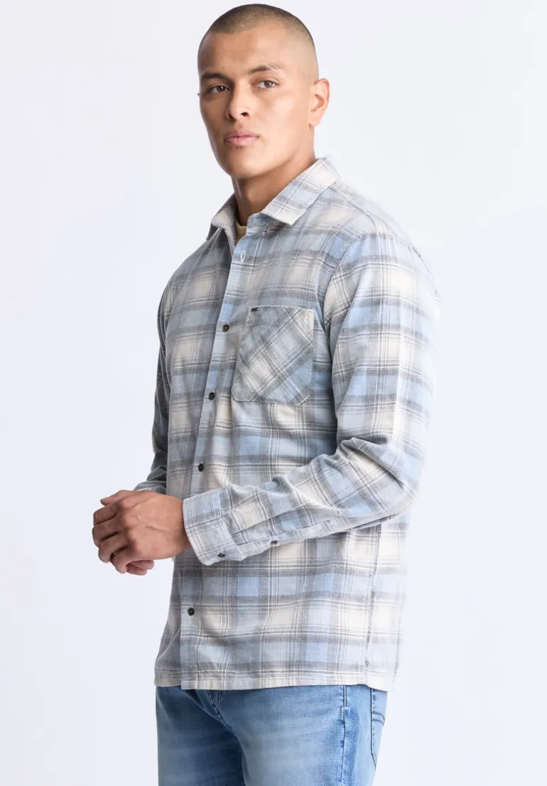 Satro Men's Plaid Shirt, Blue - BM24498
