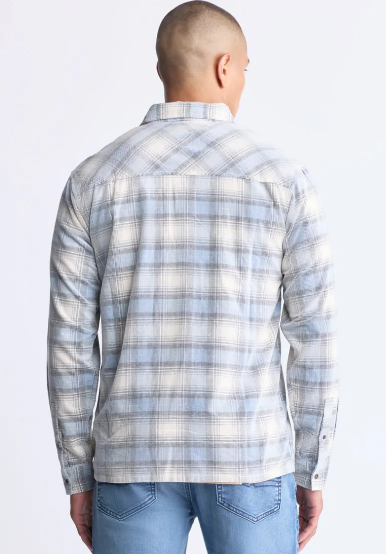 Satro Men's Plaid Shirt, Blue - BM24498