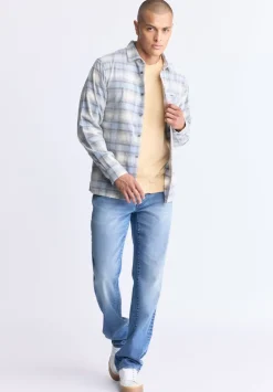 Satro Men's Plaid Shirt, Blue - BM24498