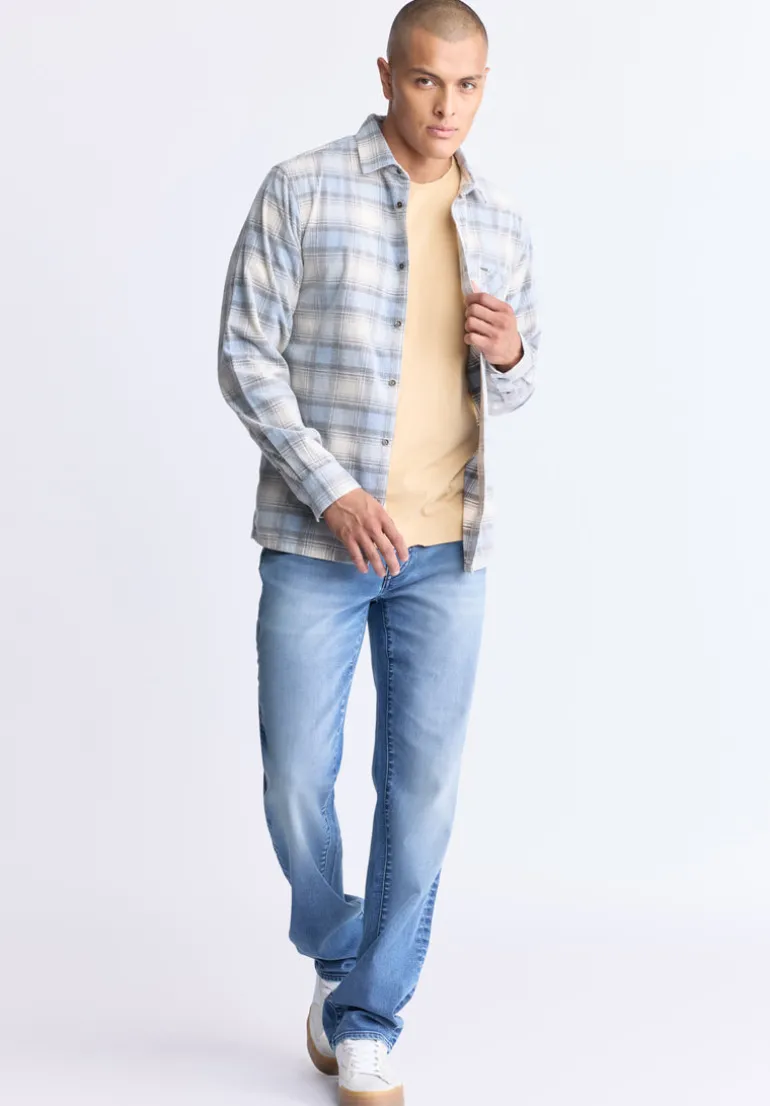 Satro Men's Plaid Shirt, Blue - BM24498