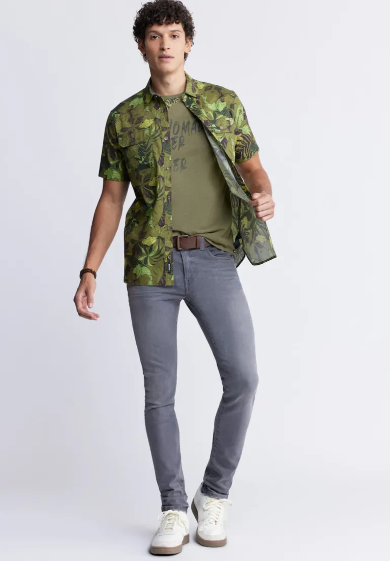 Sayool Men’s Short-Sleeve Printed Shirt in Sphagnum Green - BM24282