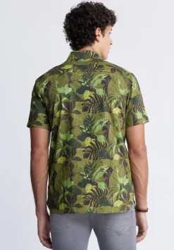 Sayool Men’s Short-Sleeve Printed Shirt in Sphagnum Green - BM24282