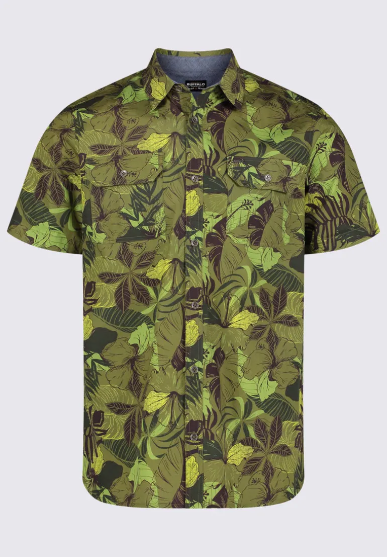 Sayool Men’s Short-Sleeve Printed Shirt in Sphagnum Green - BM24282