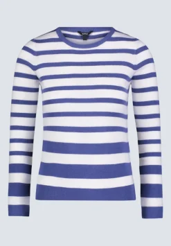 Scotlyn Women's Striped Long-Sleeve Sweater, White & Blue - SW0103H
