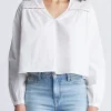 Selyse Women's Long Sleeve Crop Blouse, White - WT0117S