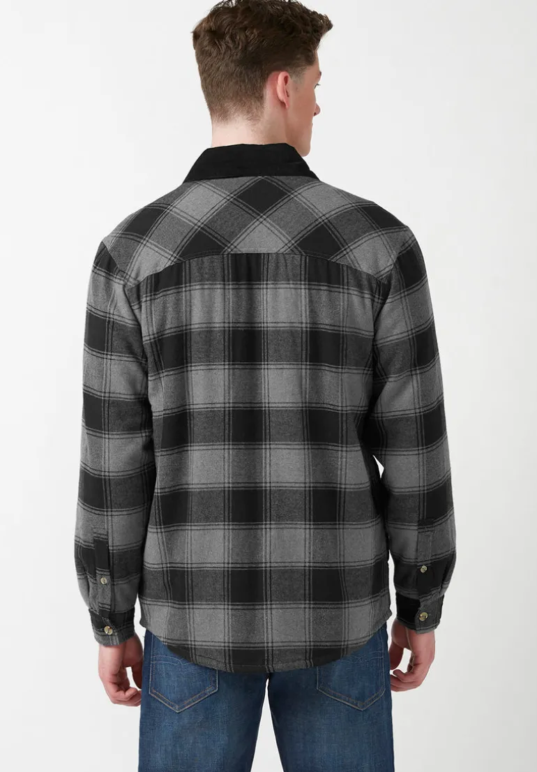 Seveno Men's Shacket in Grey Black Plaid - BPM13670B