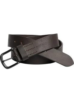 Shrunken Full Grain Brown Buffalo Leather Belt with Blackened Finish - BB1005C13