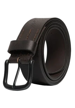 Shrunken Full Grain Brown Buffalo Leather Belt with Blackened Finish - BB1005C13