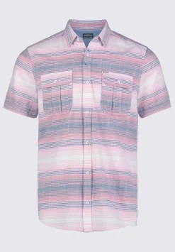 Siboa Men's Short-Sleeve Striped Shirt in White & Pink - BM24303