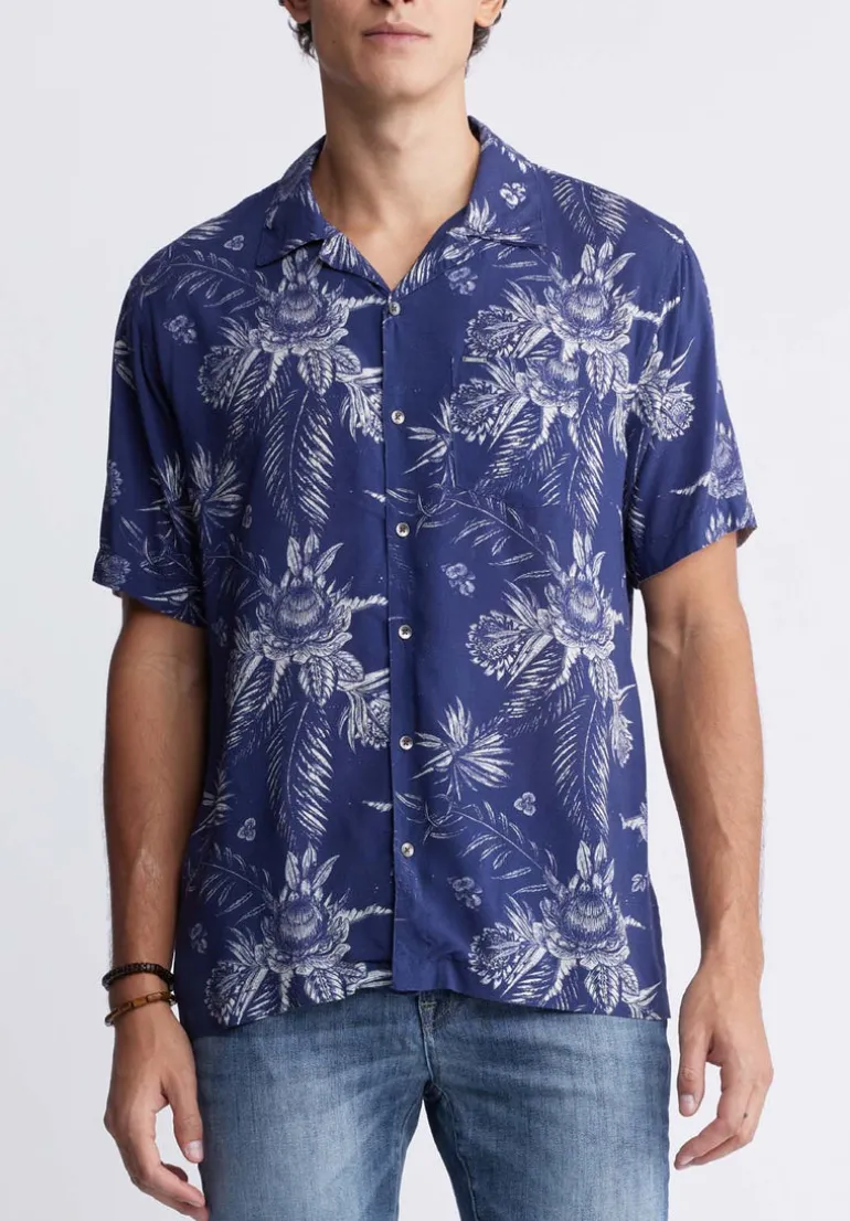 Sidny Men's Short-Sleeve Printed Shirt in Blue Depths - BM24287