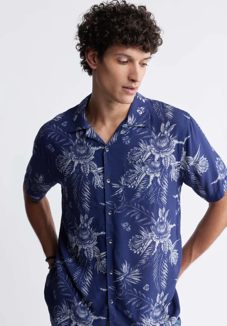 Sidny Men's Short-Sleeve Printed Shirt in Blue Depths - BM24287