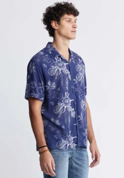 Sidny Men's Short-Sleeve Printed Shirt in Blue Depths - BM24287