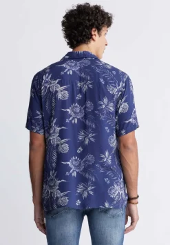 Sidny Men's Short-Sleeve Printed Shirt in Blue Depths - BM24287
