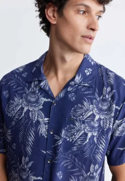 Sidny Men's Short-Sleeve Printed Shirt in Blue Depths - BM24287