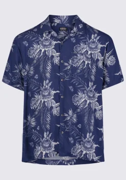 Sidny Men's Short-Sleeve Printed Shirt in Blue Depths - BM24287