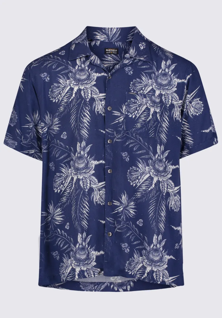 Sidny Men's Short-Sleeve Printed Shirt in Blue Depths - BM24287