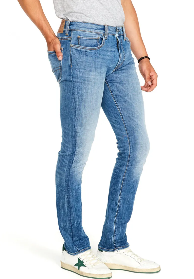 Slim Ash Men's Jean in Veined and Crinkled Blue - BM22611