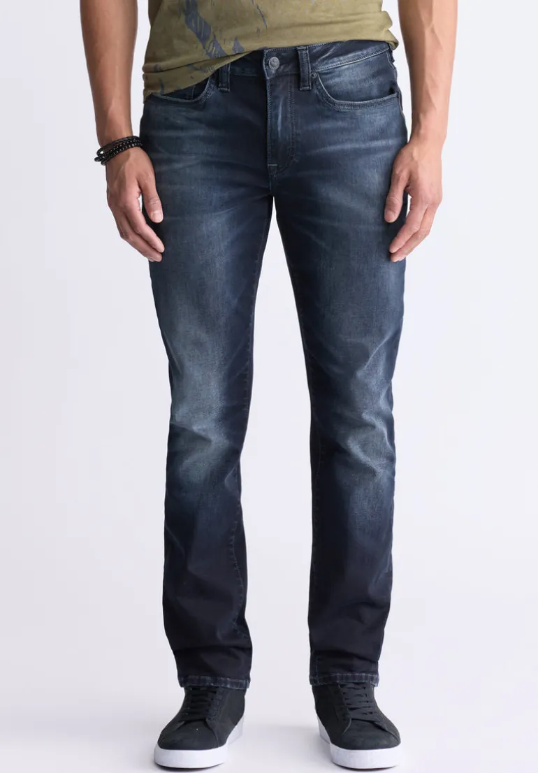 Slim Ash Men's Jeans, Crinkled and Sanded Dark Indigo - BM26012