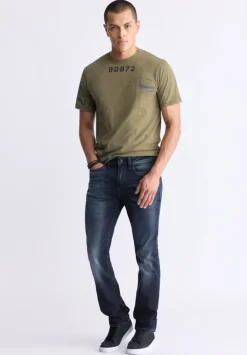 Slim Ash Men's Jeans, Crinkled and Sanded Dark Indigo - BM26012