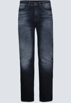 Slim Ash Men's Jeans, Crinkled and Sanded Dark Indigo - BM26012