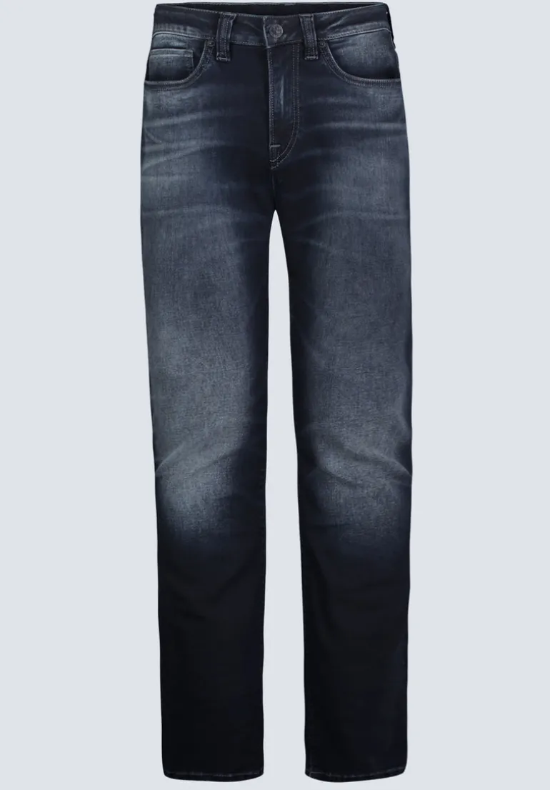 Slim Ash Men's Jeans, Crinkled and Sanded Dark Indigo - BM26012