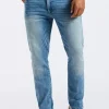 Slim Ash Men's Jeans, Heavily Sanded & Worked Blue - BM26071