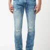 Slim Ash Men's Jeans in Worn & Creased Blue - BM22885