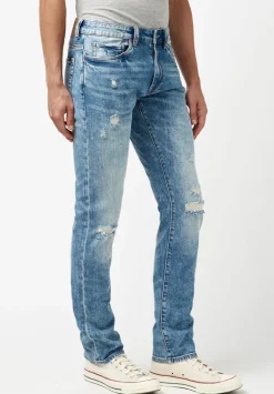 Slim Ash Men's Jeans in Worn & Creased Blue - BM22885