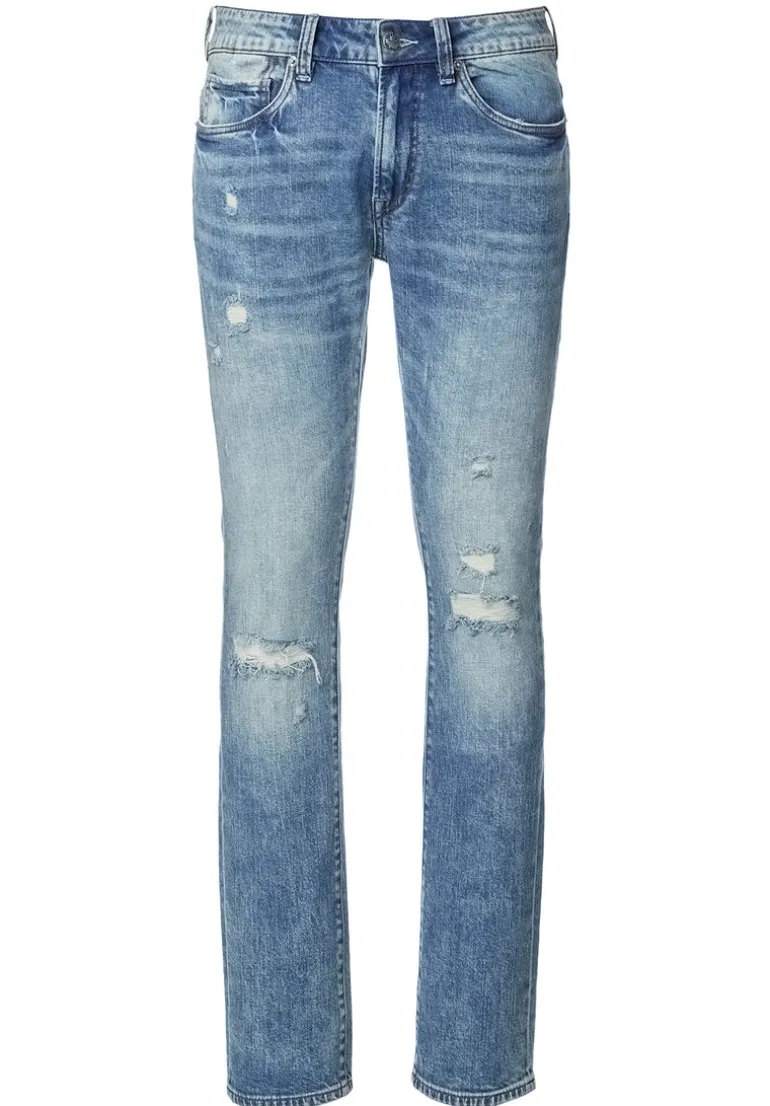 Slim Ash Men's Jeans in Worn & Creased Blue - BM22885