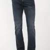 Slim Boot King Men's Jeans in Crinkled and Sanded Dark Blue - BM22720