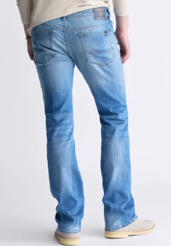 Slim Boot King Men's Jeans, Veined and Sanded Indigo - BM26004