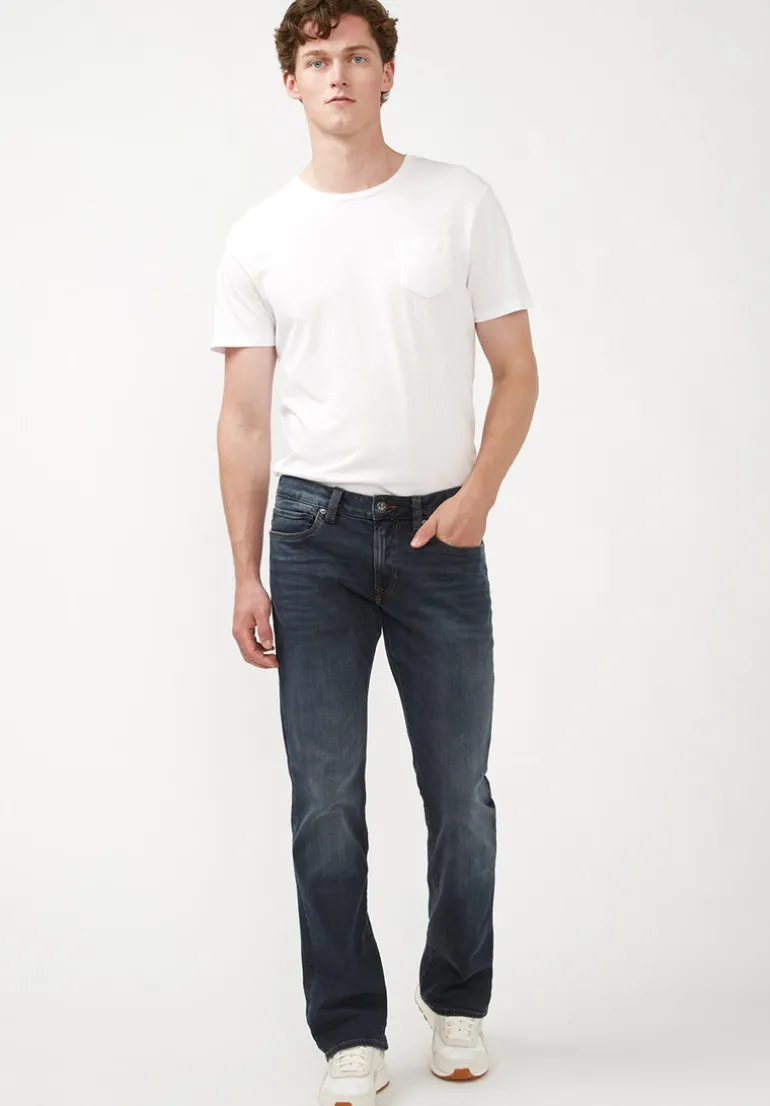 Slim Boot King Men's Jeans in Crinkled and Sanded Dark Blue - BM22720