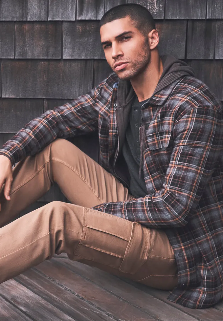 Soqer Men’s Shacket in Grey Brown Plaid - BM24150
