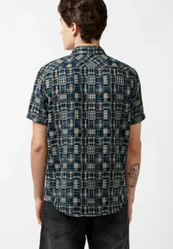 Soqut Men's Short-Sleeve Plaid Shirt, Whale - BM23891