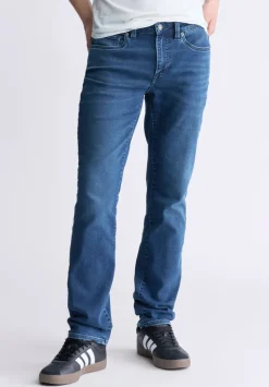 Straight Six Men's Freedom Flex Jeans, Whiskered Indigo - BM26018