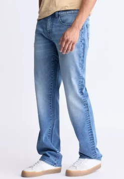 Straight Six Men's Freedom Flex Jeans, Crinkled blue - BM22996