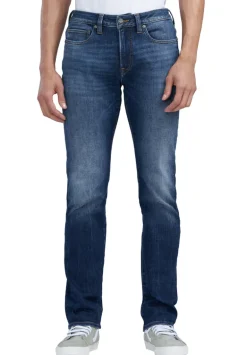 Straight Six Men's Jeans in Veined and Crinkled Indigo - BM22828