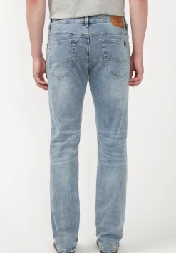Straight Six Men's Jeans in Whiskered and Contrasted Blue - BM22634