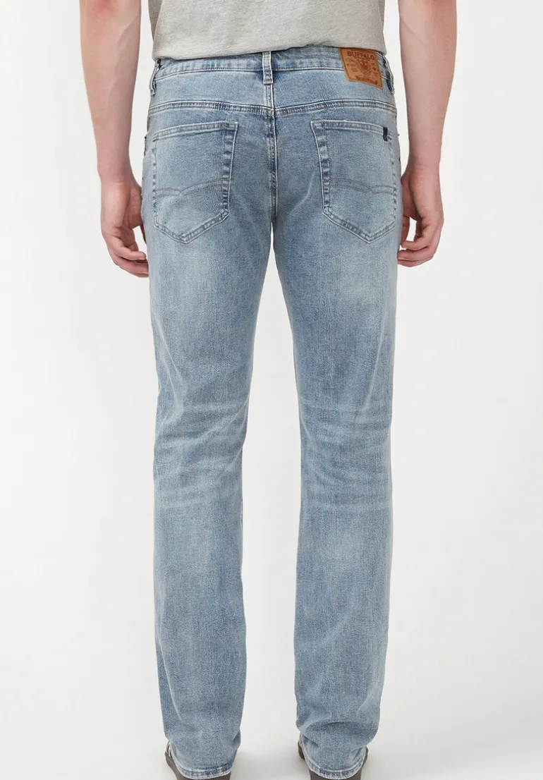 Straight Six Men's Jeans in Whiskered and Contrasted Blue - BM22634