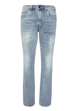 Straight Six Men's Jeans in Whiskered and Contrasted Blue - BM22634