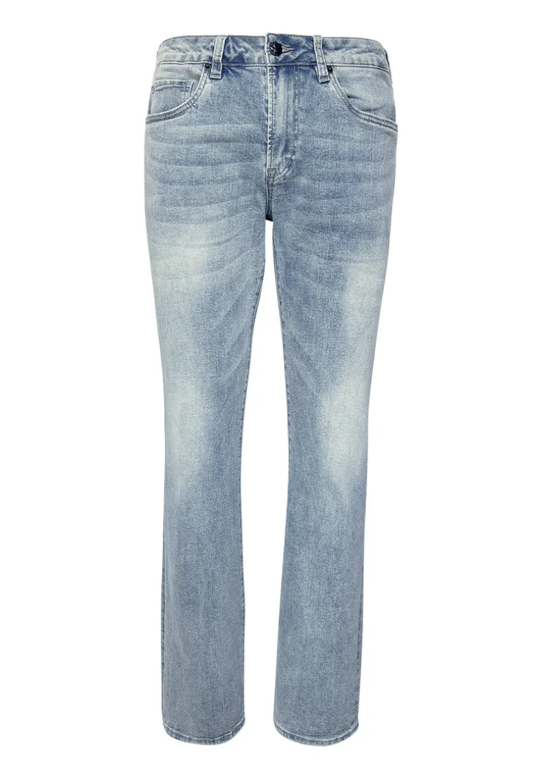 Straight Six Men's Jeans in Whiskered and Contrasted Blue - BM22634