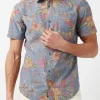 Sunil Short-Sleeve Chambray Printed Shirt, Mirage - BM23893