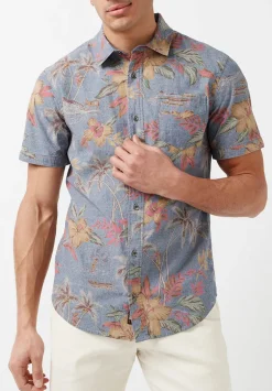 Sunil Short-Sleeve Chambray Printed Shirt, Mirage - BM23893
